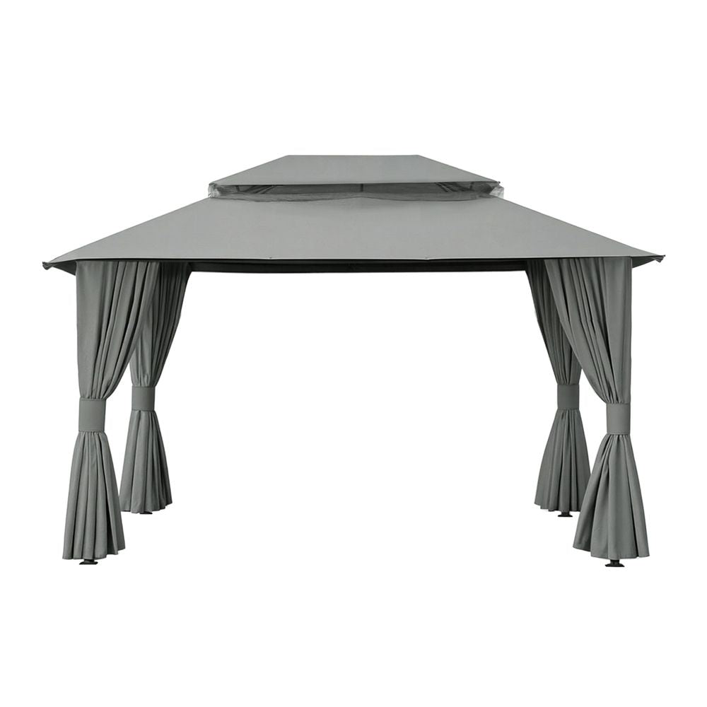 Instahut Gazebo 3x4m Canopy Outdoor Steel Frame Patio Tent Curtains Marquee Grey Bedworld