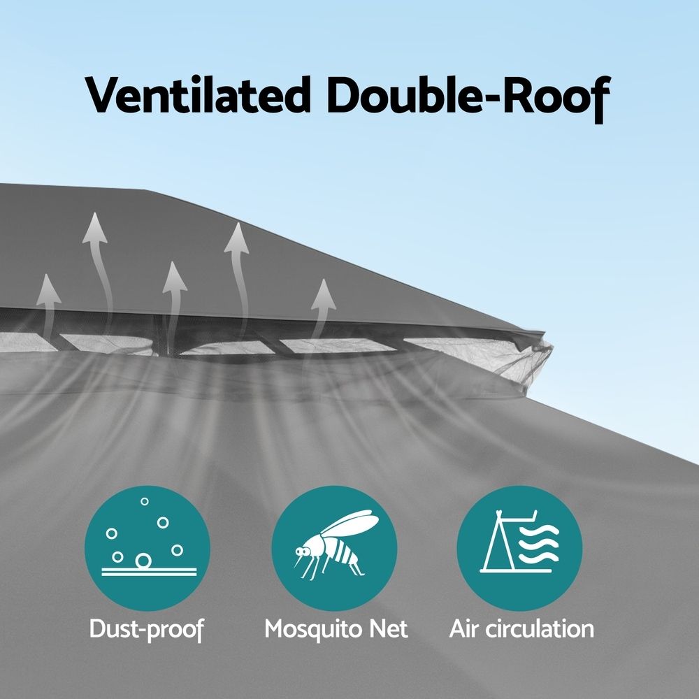 Instahut Gazebo 3x4m Canopy Outdoor Steel Frame Patio Tent Curtains Marquee Grey Bedworld