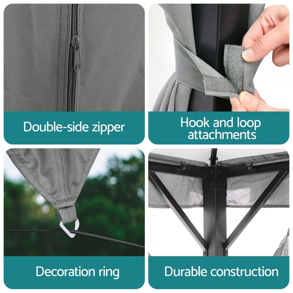 Instahut Gazebo 3x4m Canopy Outdoor Steel Frame Patio Tent Curtains Marquee Grey Bedworld