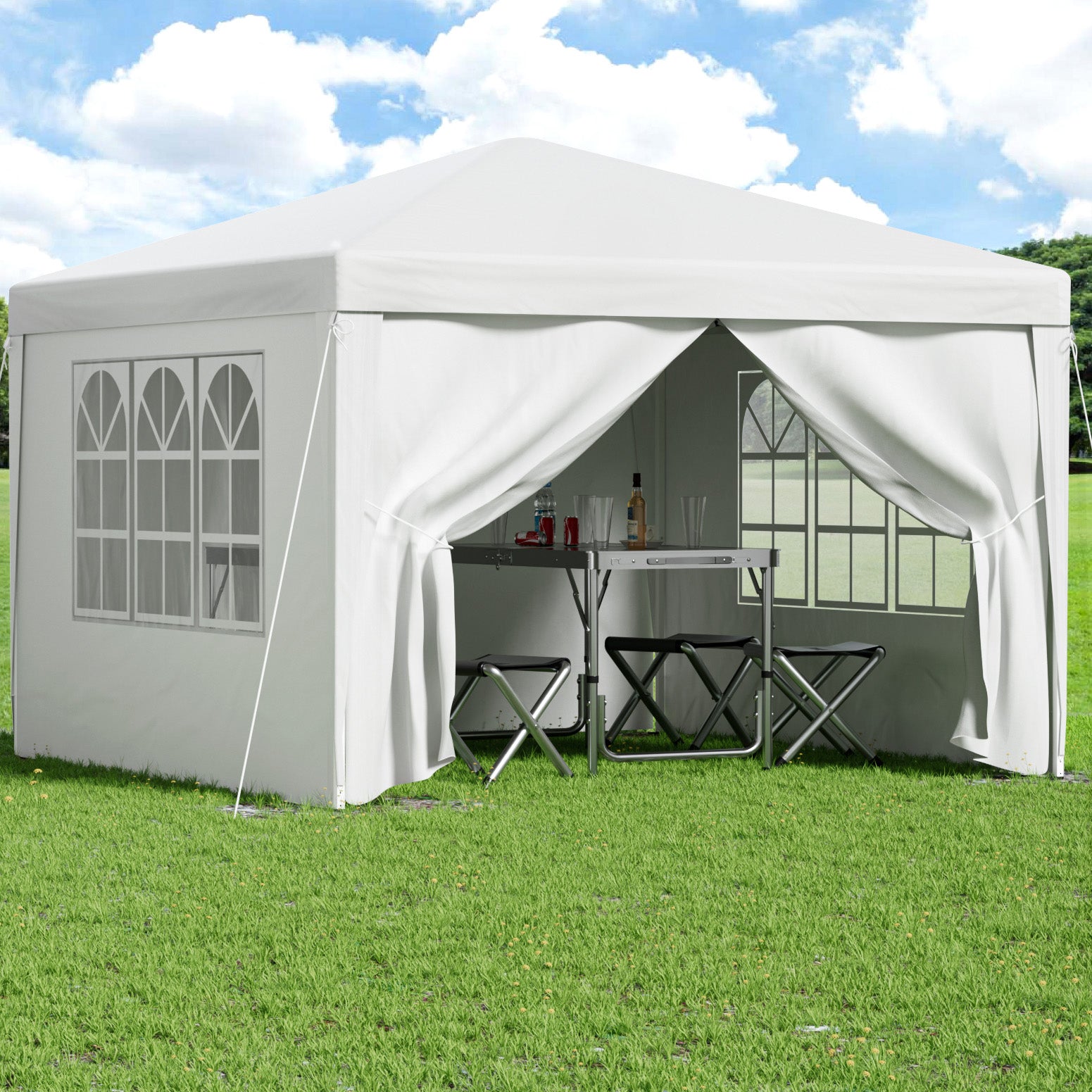 Instahut Gazebo 3x3 Pop Up Marquee Folding Tent Wedding Gazebos Camping Outdoor Canopy White Bedworld