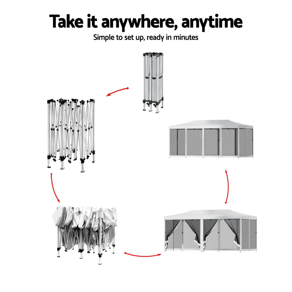 Marquee 3x6m Wedding Party Outdoor Camping Tent Canopy Shade Mesh Wall White