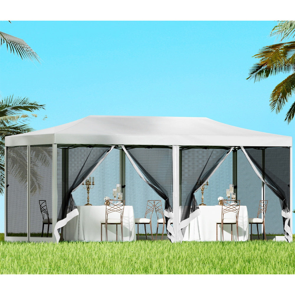 Marquee 3x6m Wedding Party Outdoor Camping Tent Canopy Shade Mesh Wall White