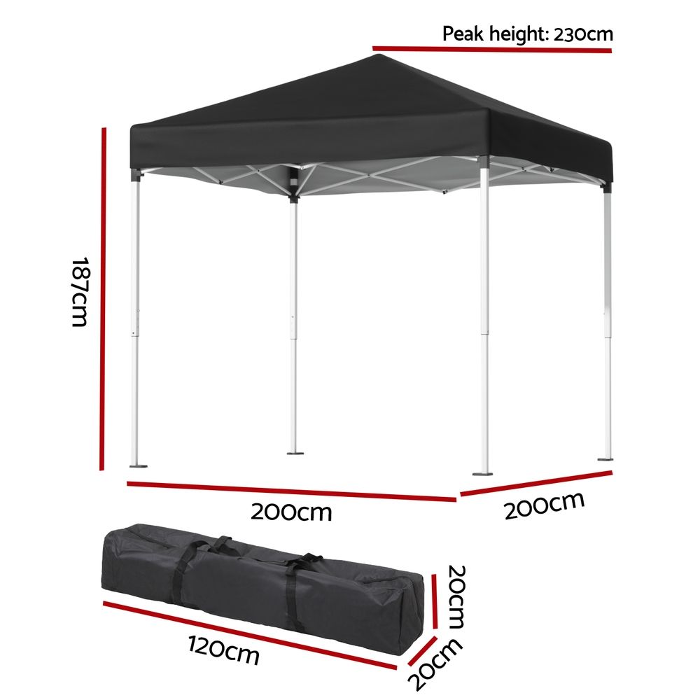 Instahut Gazebo 2x2m Outdoor Patio Garden Marquee Shade Black Bedworld
