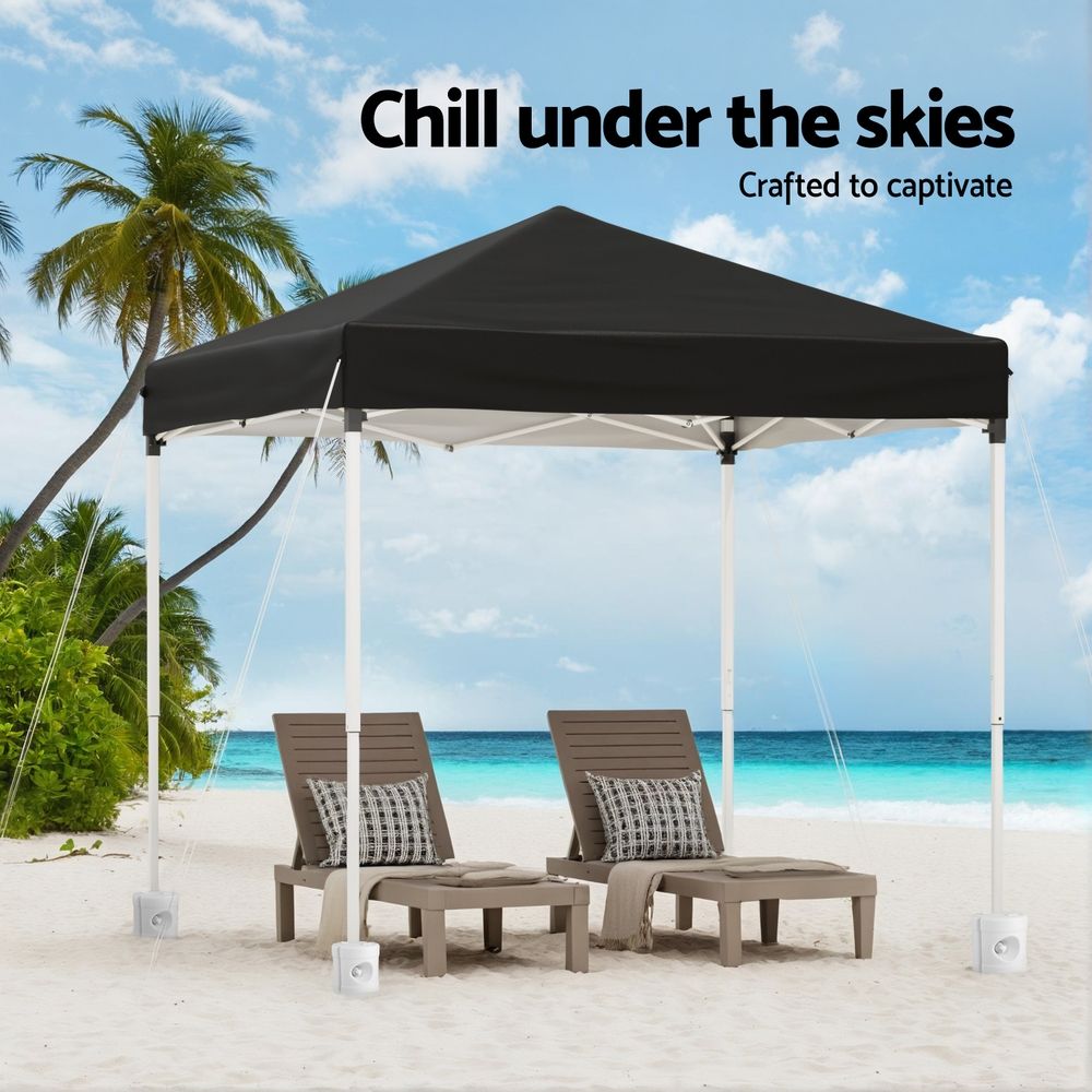 Instahut Gazebo 2x2m Outdoor Patio Garden Marquee Shade w/ Base Pods Black Bedworld