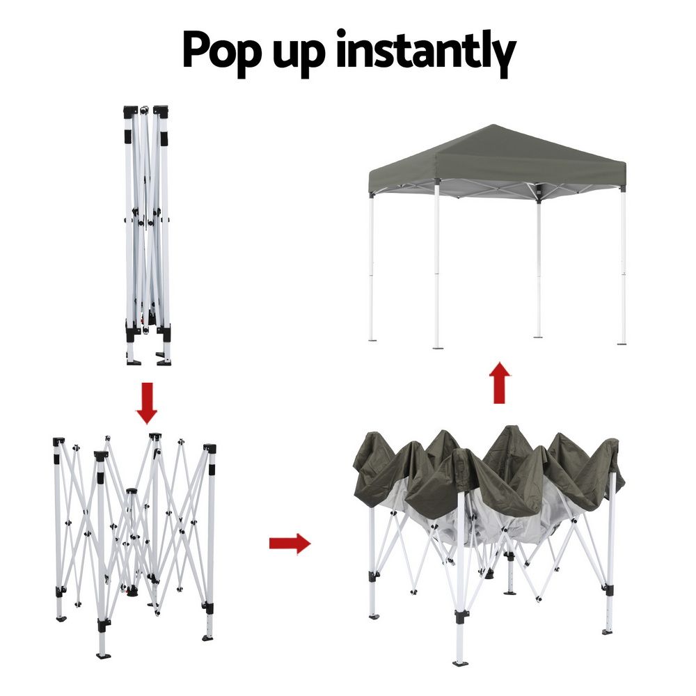 Instahut Gazebo 2x2m Outdoor Patio Garden Marquee Shade w/ Base Pods Grey Bedworld