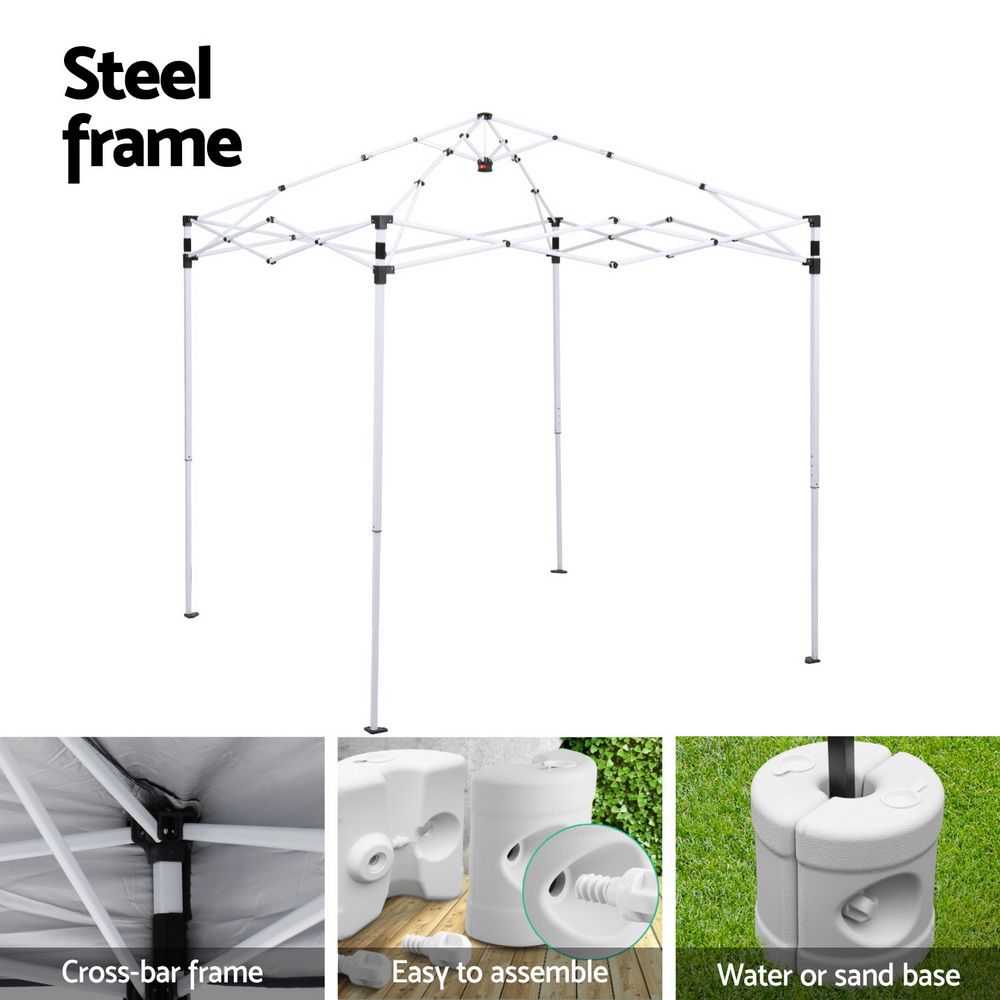 Instahut Gazebo 2x2m Outdoor Patio Garden Marquee Shade w/ Base Pods Grey Bedworld