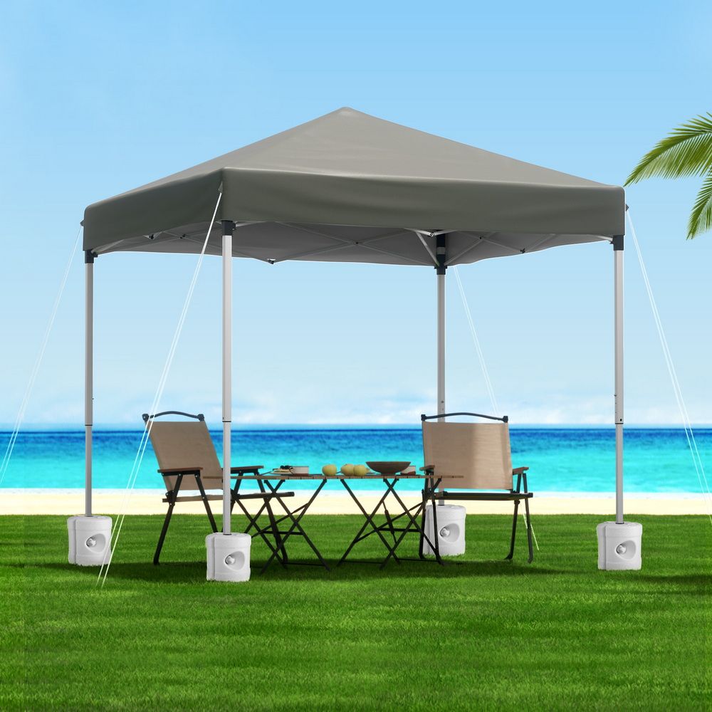 Instahut Gazebo 2x2m Outdoor Patio Garden Marquee Shade w/ Base Pods Grey Bedworld
