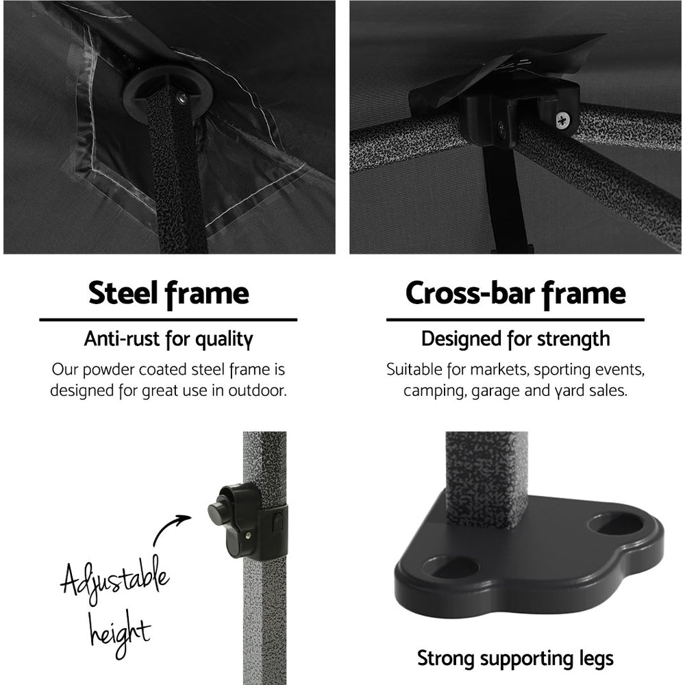 Marquee 3x3m Folding Tent Wedding Outdoor Camping Canopy Gazebos Shade Black