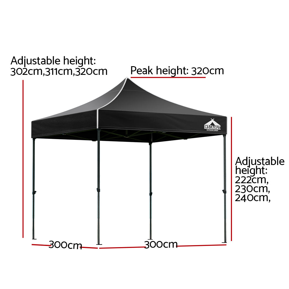 /Base Podx4 Marquee Folding Outdoor Wedding Camping Tent Shade Canopy Black