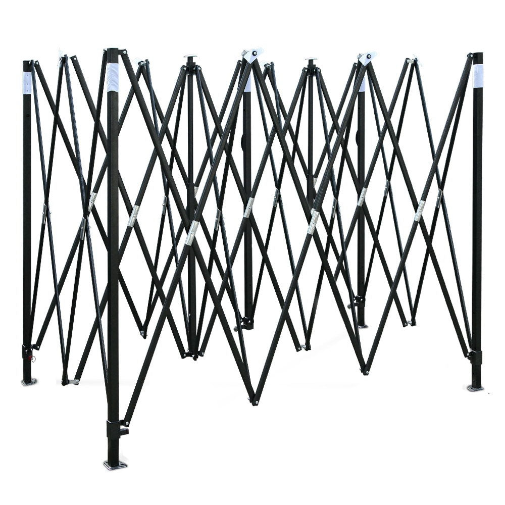 Pop-up gazebo frame kit with black folding legs and crisscross support bars