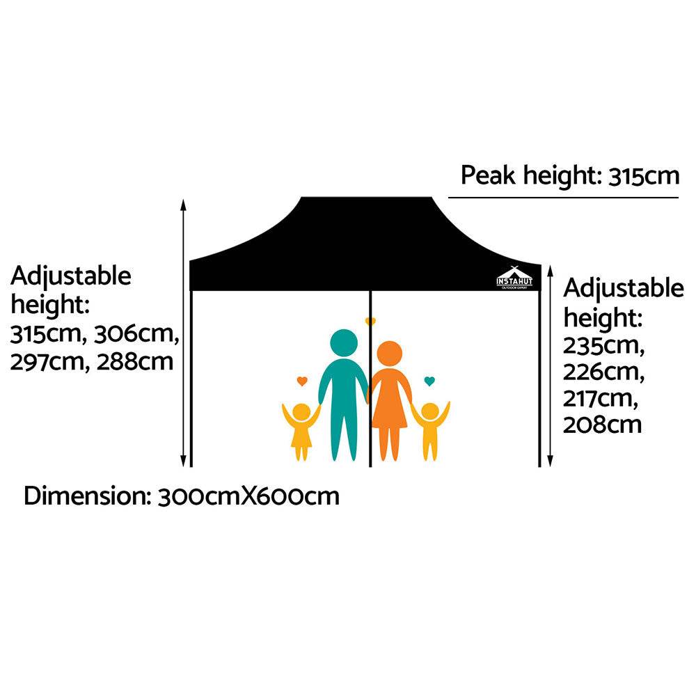 /Base Podx4 Marquee Folding Outdoor Wedding Camping Tent Shade Canopy Black