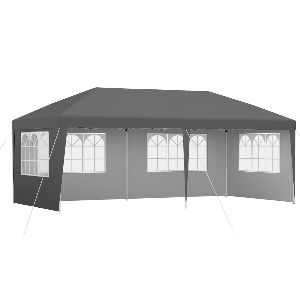 Instahut Gazebo 3x6m Pop Up Marquee Wedding Party Outdoor Camping Canopy Grey Bedworld