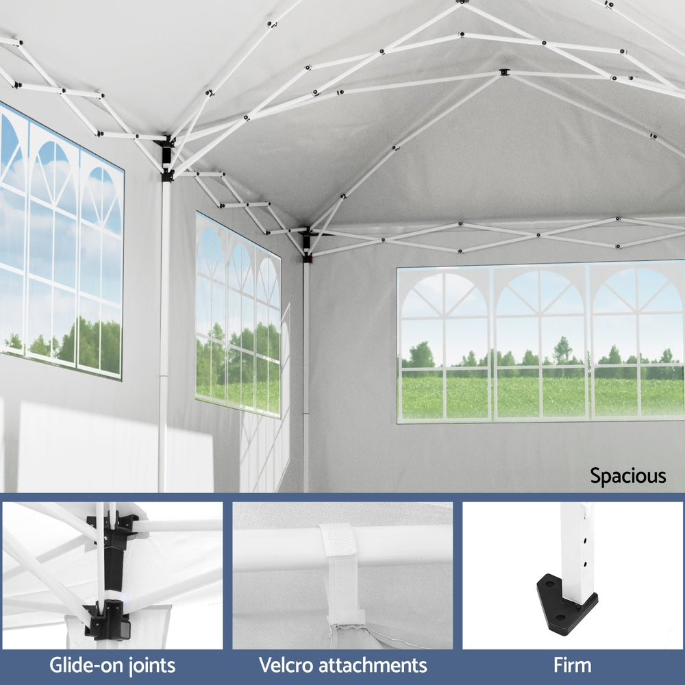 Instahut Gazebo 3x6m Pop Up Marquee Wedding Party Outdoor Camping Canopy Grey Bedworld