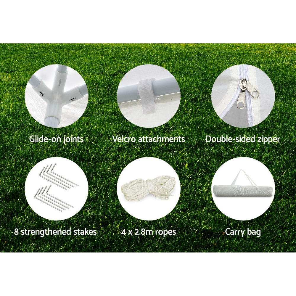 Gazebo tent installation parts set with ropes, stakes, and carry bag