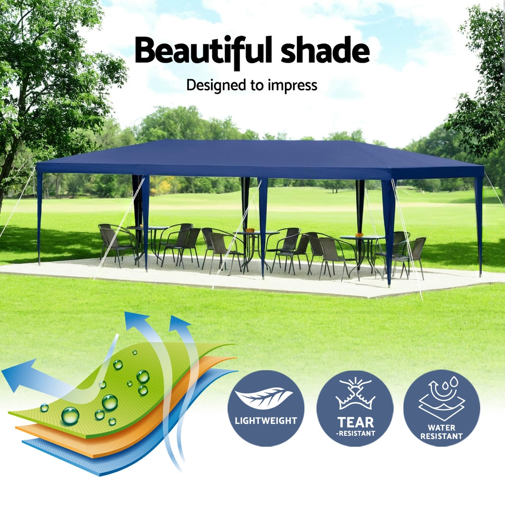 Instahut Gazebo 3x9m Wedding Party Marquee Tent Outdoor Event Camping Shade Blue