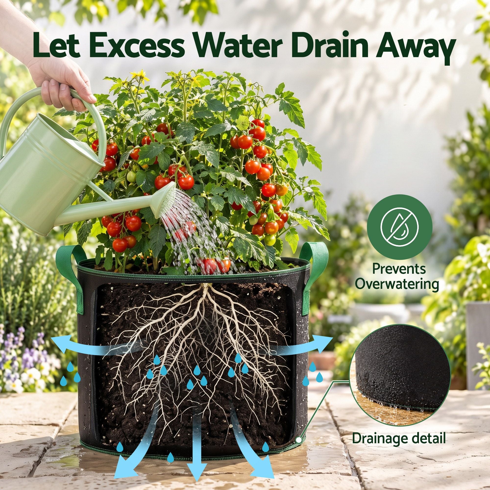 Green Fingers 20 Gallon Grow Bags 300gsm thick Aeration Fabric Pots 10 Pack Bedworld