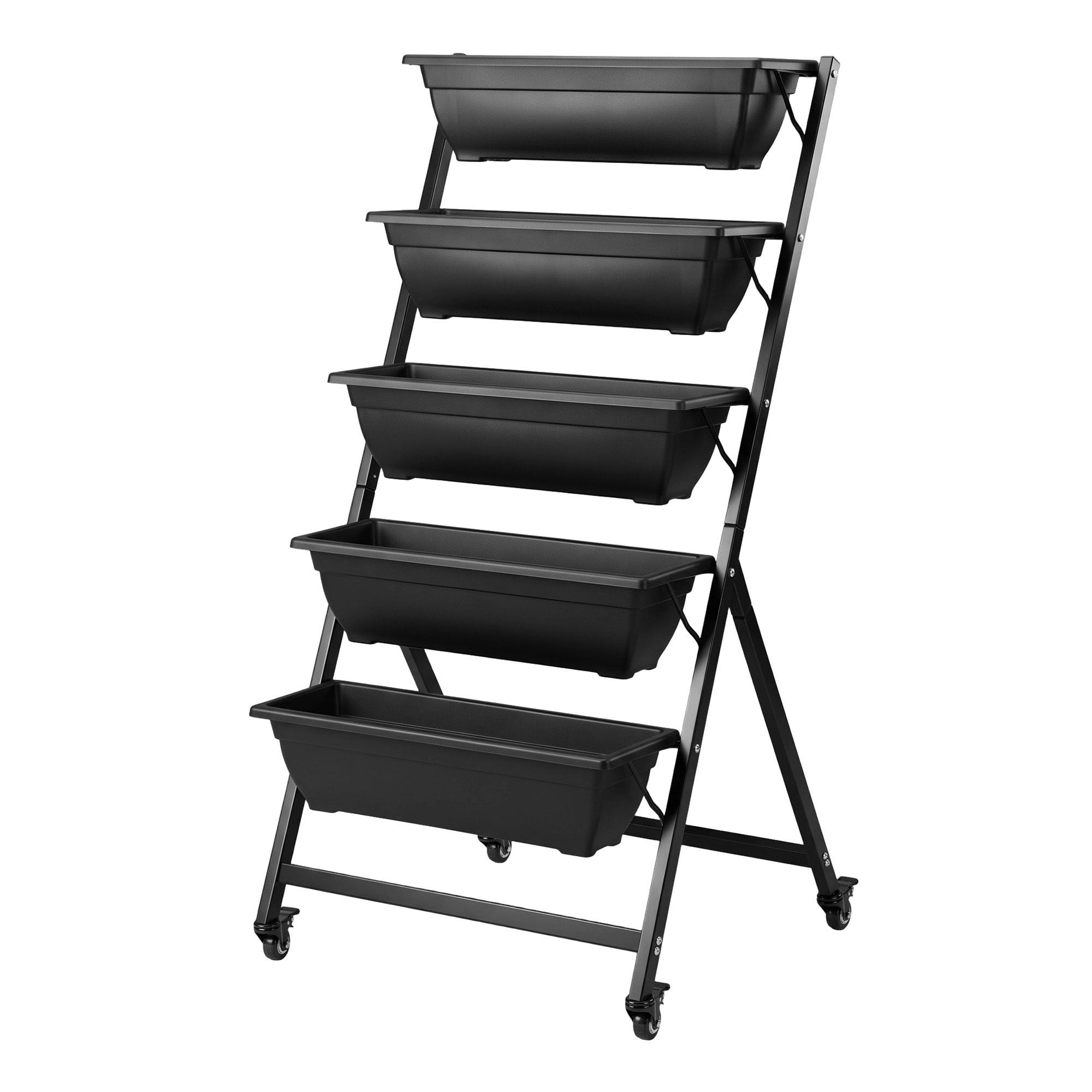 Green Fingers 5 Tier Vertical Raised Garden Bed Mobile Planter Box with Locking Wheels Bedworld