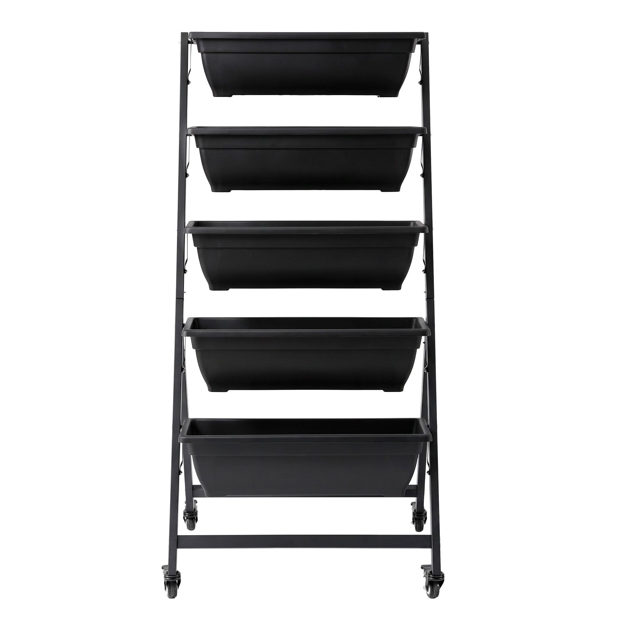 Green Fingers 5 Tier Vertical Raised Garden Bed Mobile Planter Box with Locking Wheels Bedworld