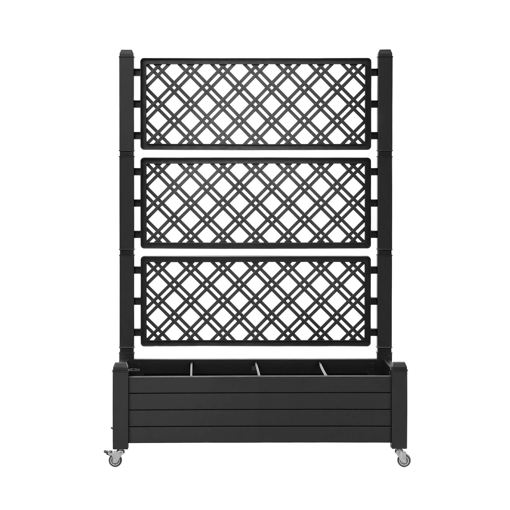 Green Fingers Mobile Planter Box with Trellis, Self Watering Garden Bed & Privacy Screen for Climbing Plants Flowers, Black Bedworld