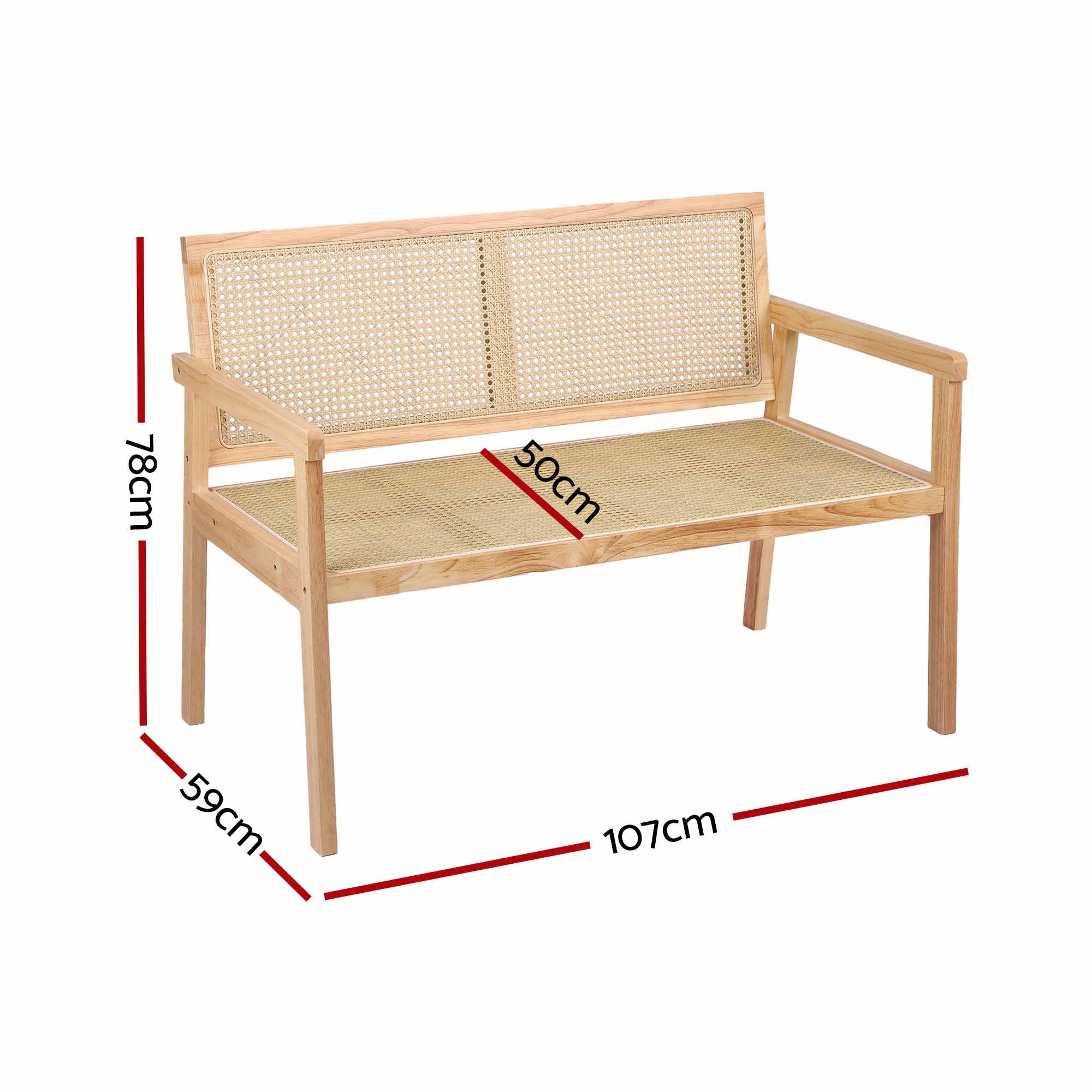Gardeon Garden Bench Wooden Bench Outdoor PVC Woven Seat Backrest 107cm Bedworld