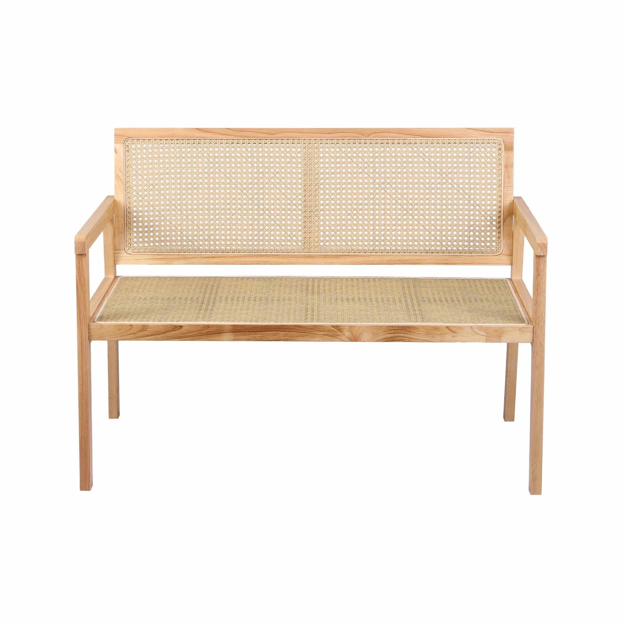 Gardeon Garden Bench Wooden Bench Outdoor PVC Woven Seat Backrest 107cm Bedworld