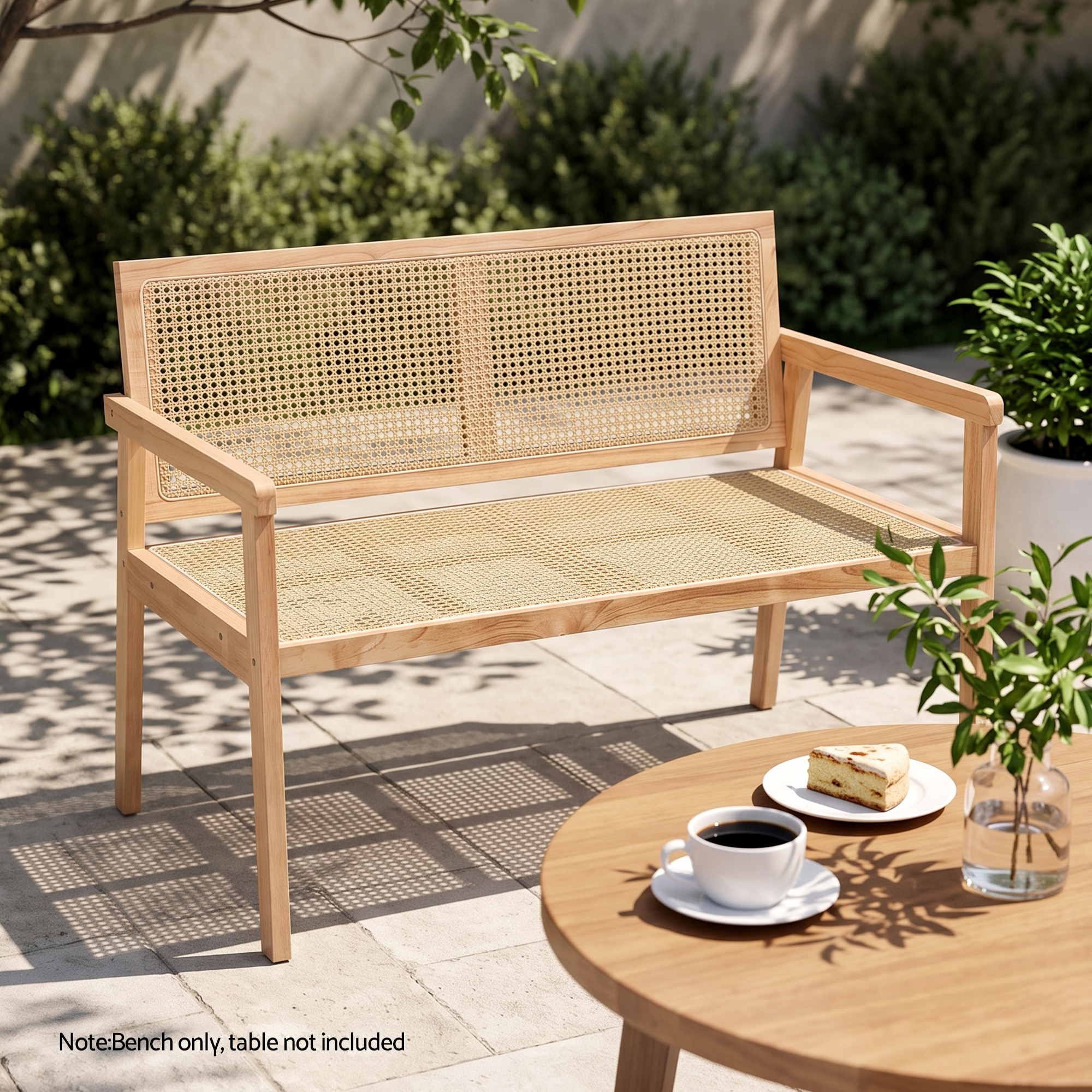 Gardeon Garden Bench Wooden Bench Outdoor PVC Woven Seat Backrest 107cm Bedworld