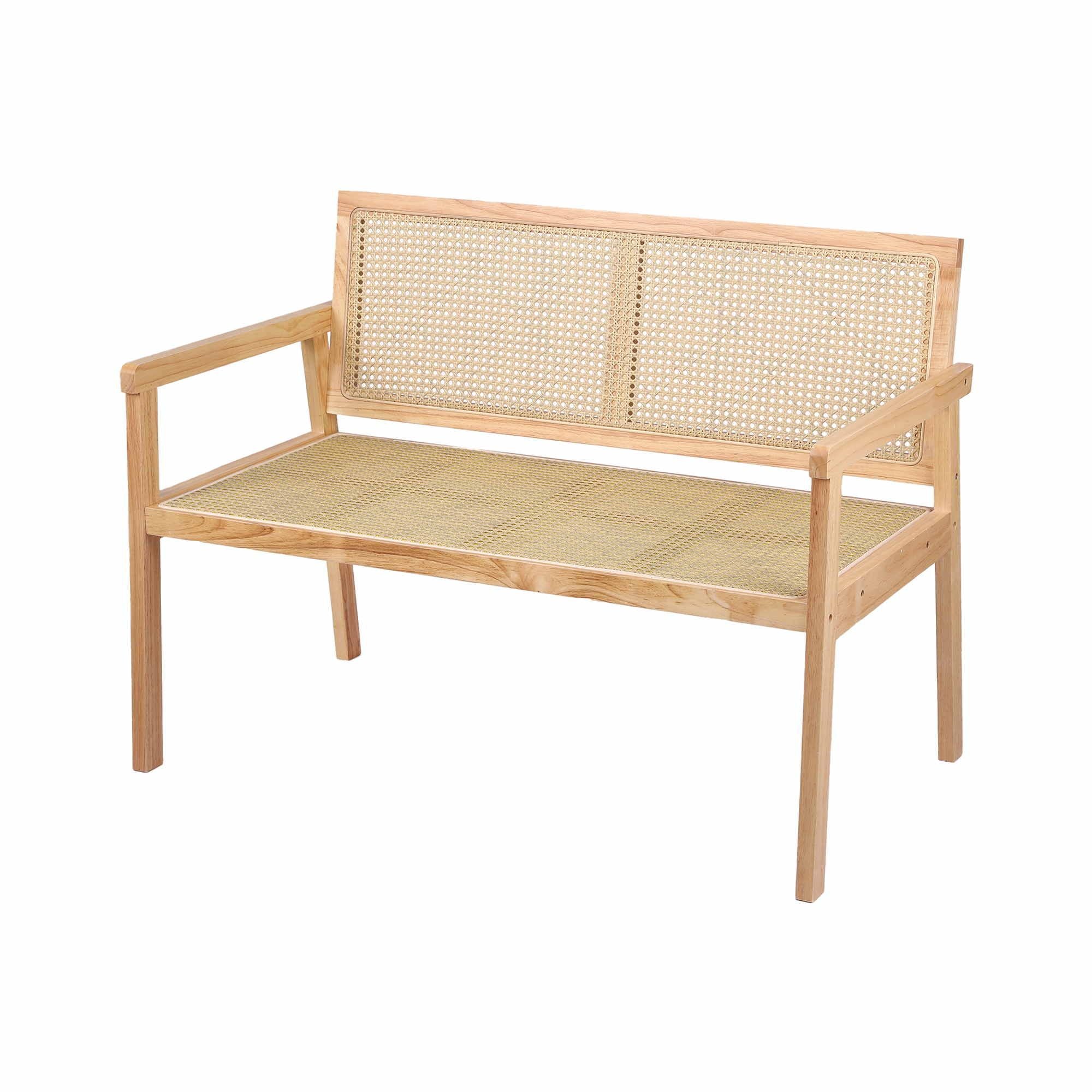 Gardeon Garden Bench Wooden Bench Outdoor PVC Woven Seat Backrest 107cm Bedworld