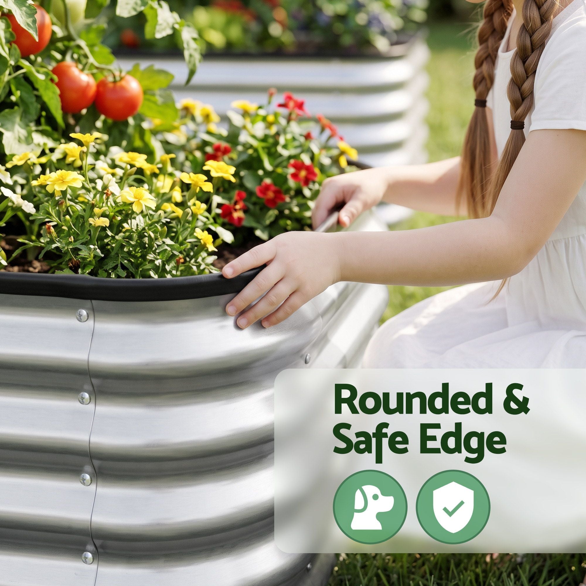 Green Fingers Galvanized Raised Garden Bed 2 Pack Metal Planter 60x60x45cm Bedworld
