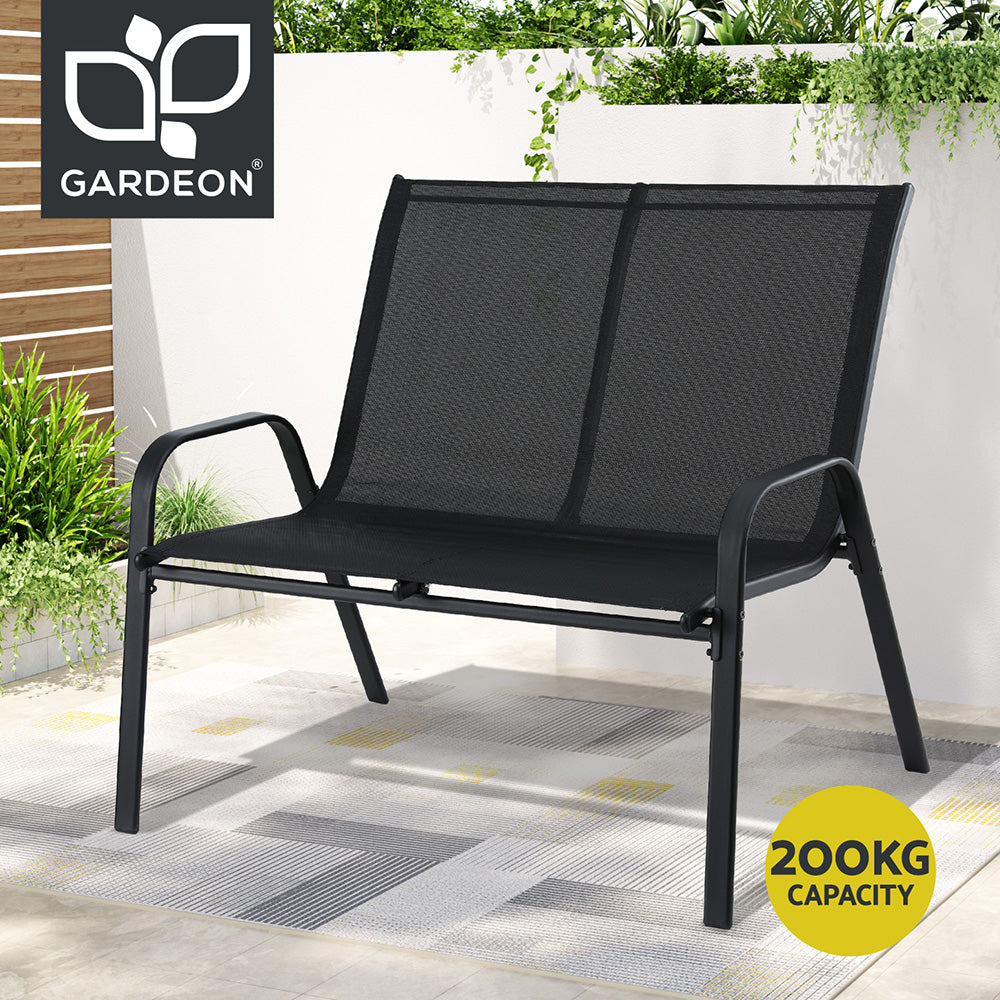 Gardeon Garden Bench Seat Steel Outdoor Patio Park Lounge Backyard Chair Black