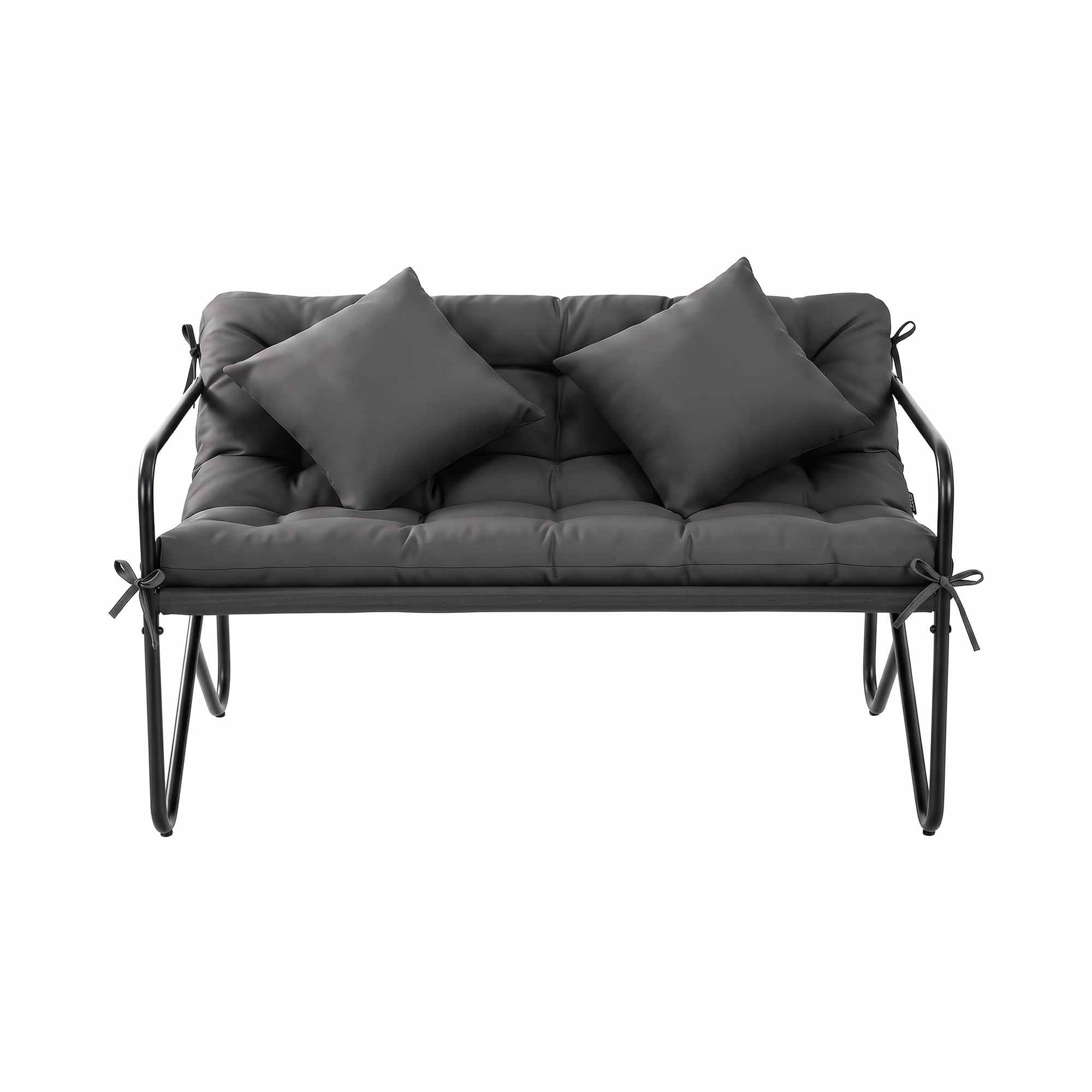 Gardeon Garden Bench 2 Seater Outdoor Bench Metal with Cushion 118cm Black Bedworld