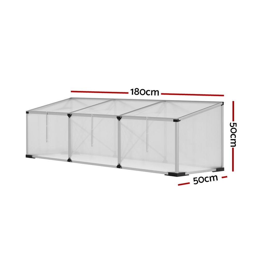 Green Fingers Greenhouse 180x50x50CM Cold Frame Plant Grow Aluminium Polycarbonate Green House Bedworld