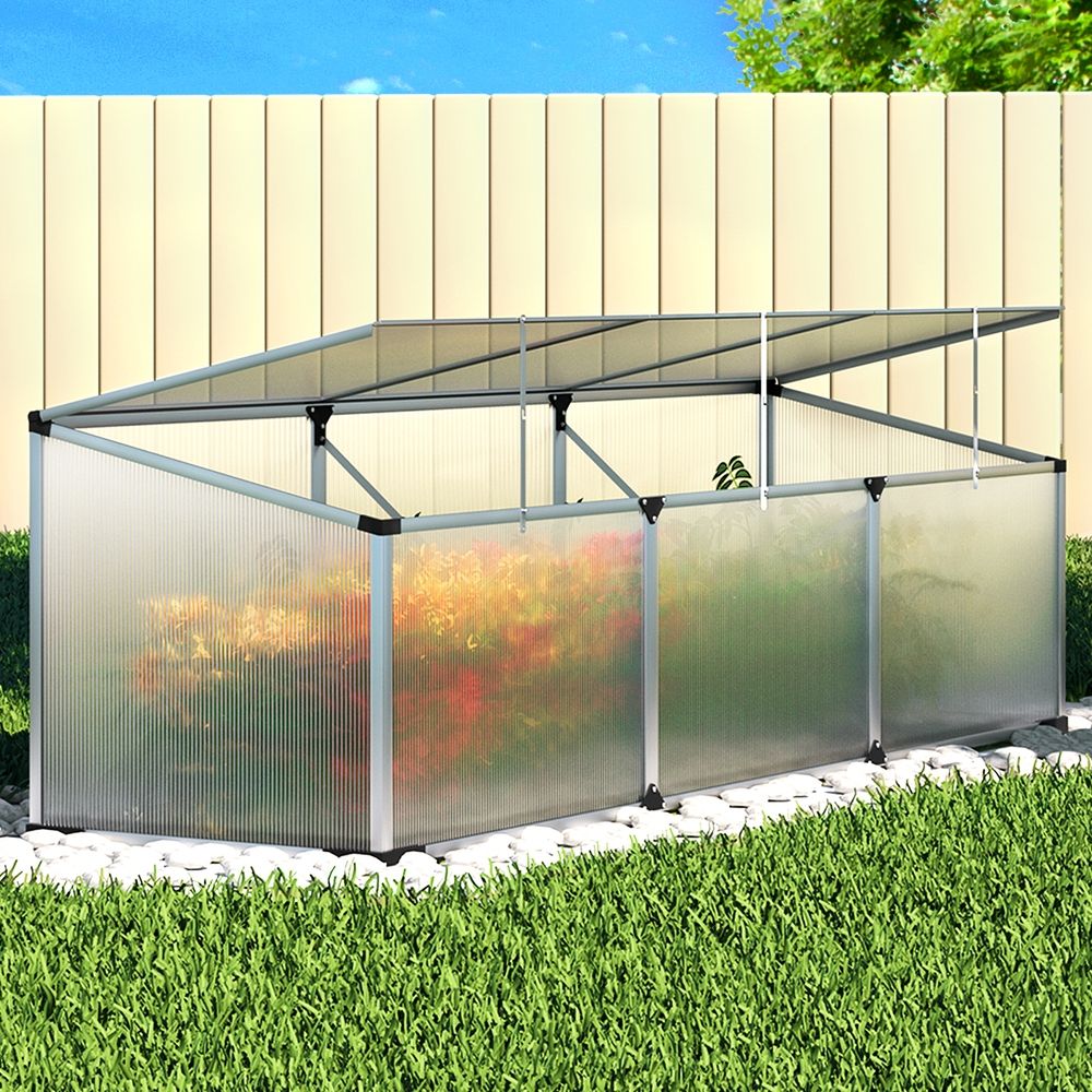 Green Fingers Greenhouse 180x50x50CM Cold Frame Plant Grow Aluminium Polycarbonate Green House Bedworld