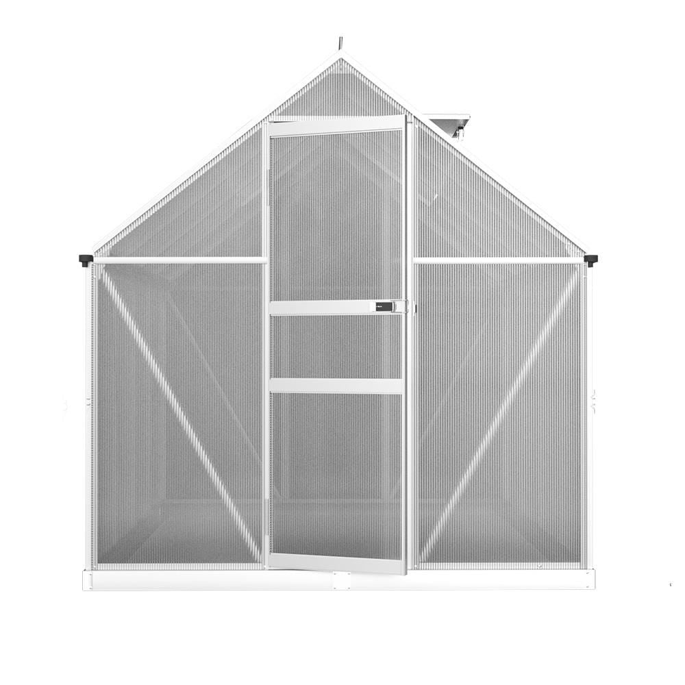 Green Fingers Greenhouse 2.42x1.9x1.95M Aluminium Polycarbonate Green House Garden Shed Bedworld