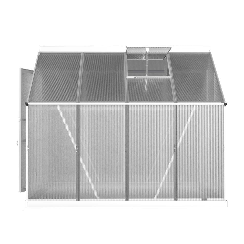 Green Fingers Greenhouse 2.42x1.9x1.95M Aluminium Polycarbonate Green House Garden Shed Bedworld