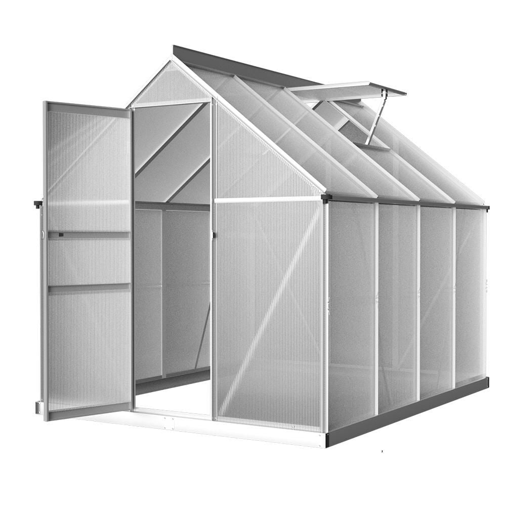 Green Fingers Greenhouse 2.42x1.9x1.95M Aluminium Polycarbonate Green House Garden Shed Bedworld
