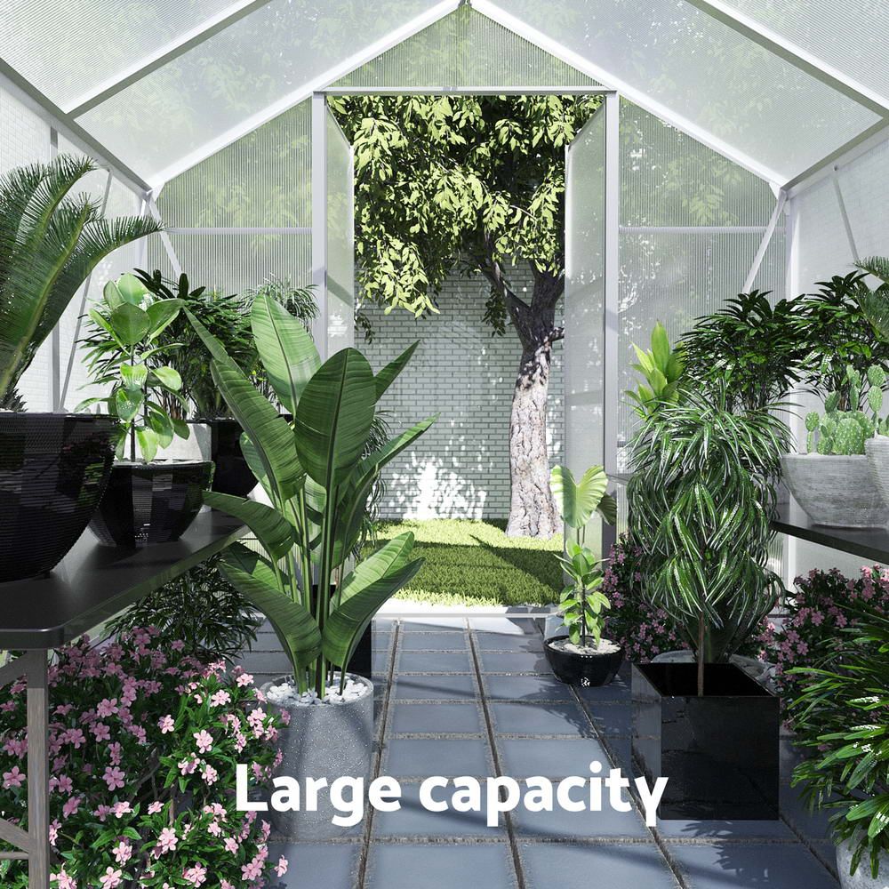 Green Fingers Greenhouse 6.03x2.44x2.68M Double Doors Aluminium Green House Garden Shed Bedworld