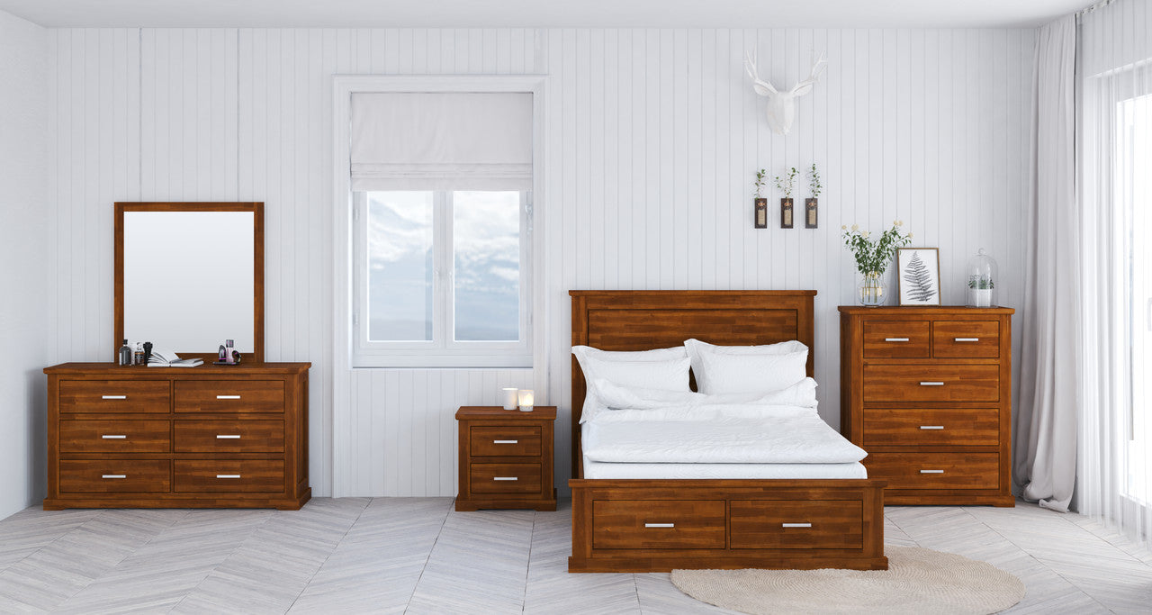 Georgia Acacia Timber Drawer 4-Piece Bedroom Suite