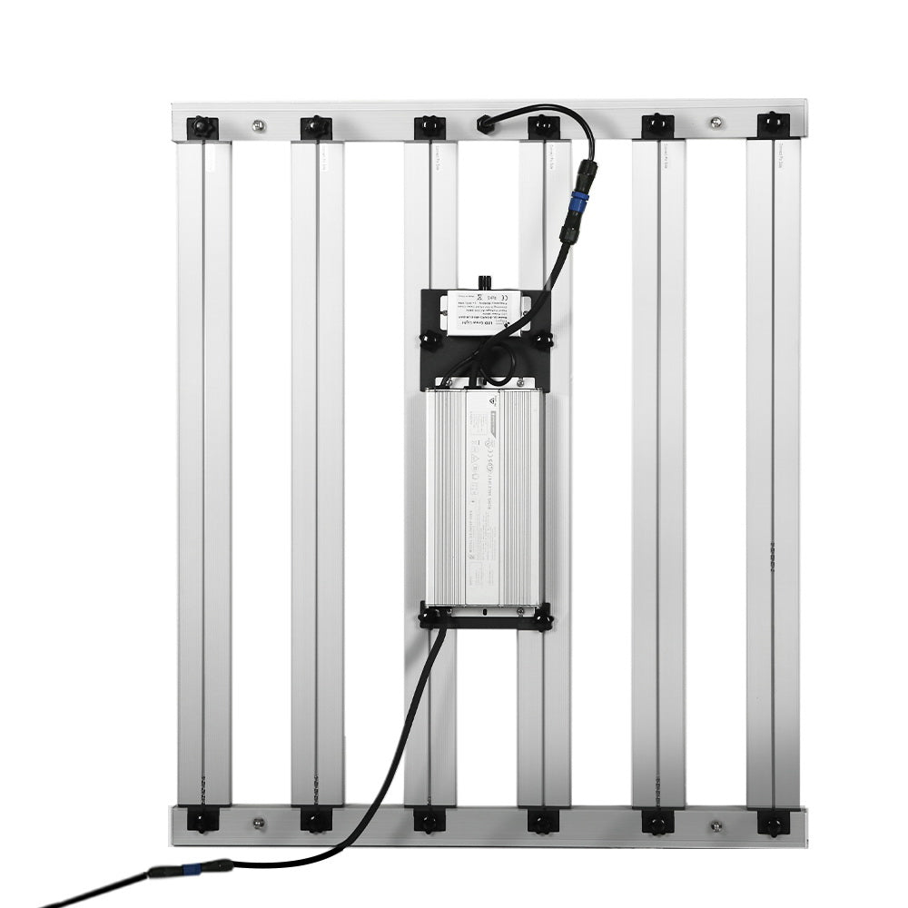 LED grow light rear frame with power driver and attached hanging cables