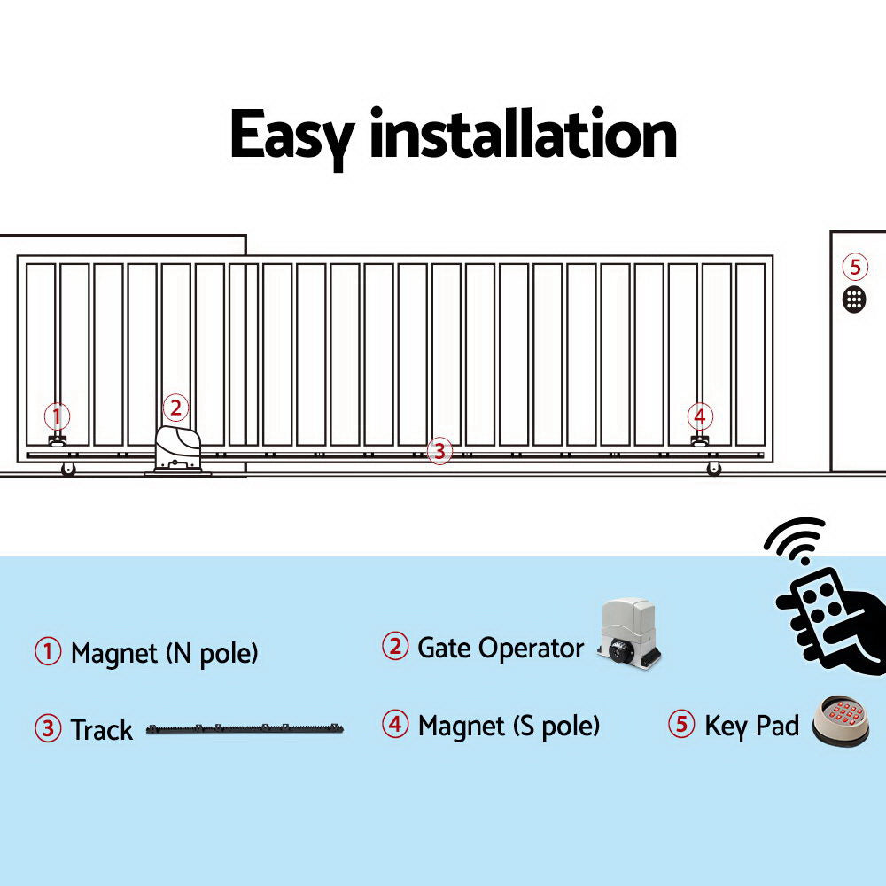 LockMaster Automatic Sliding Gate Opener Kit Keypad 4M 1200KG