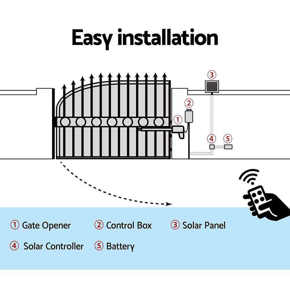 LockMaster Swing Gate Opener Automatic Full Solar Power 10W 600KG