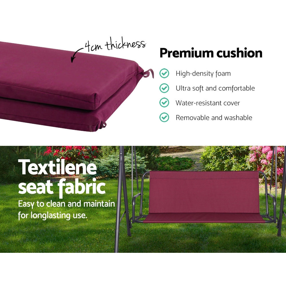 Wine red swing chair cushions with extra-thick padding and removable washable cover