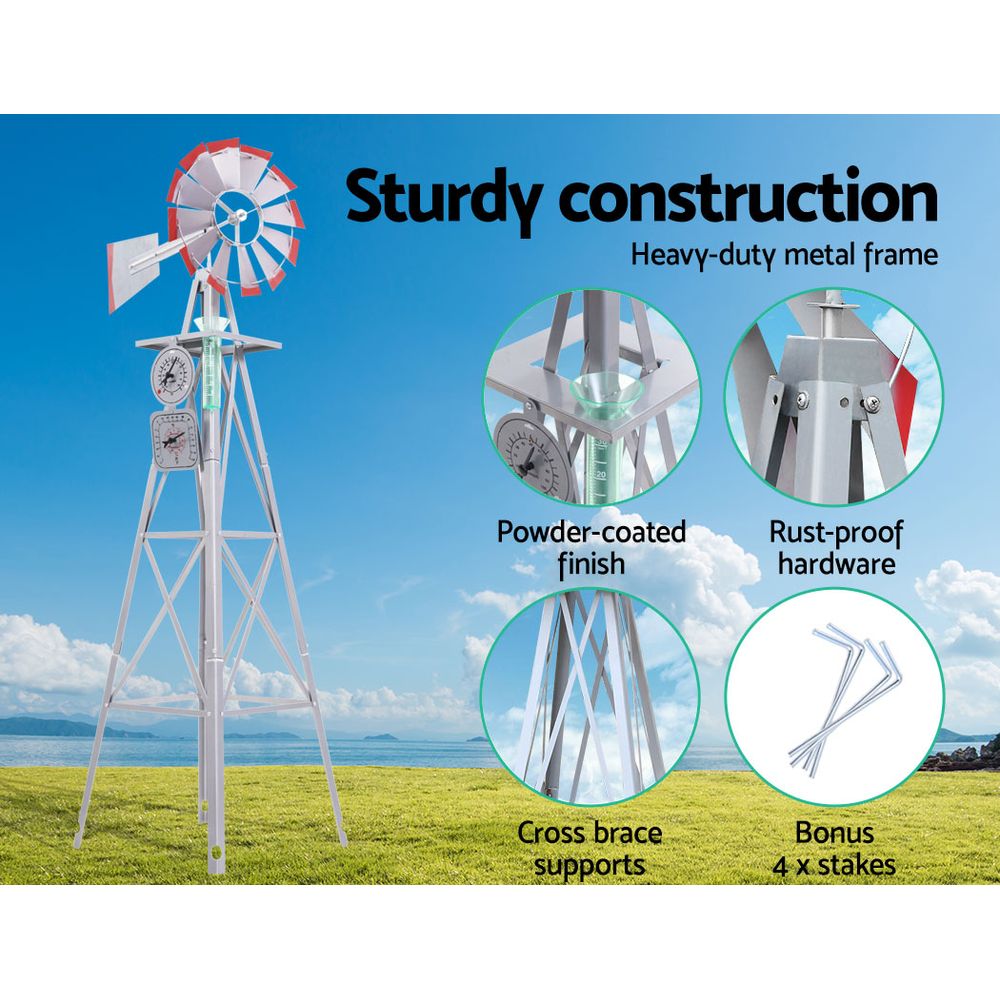 Garden Windmill 4FT 146cm Metal Ornaments Outdoor Decor Ornamental Wind