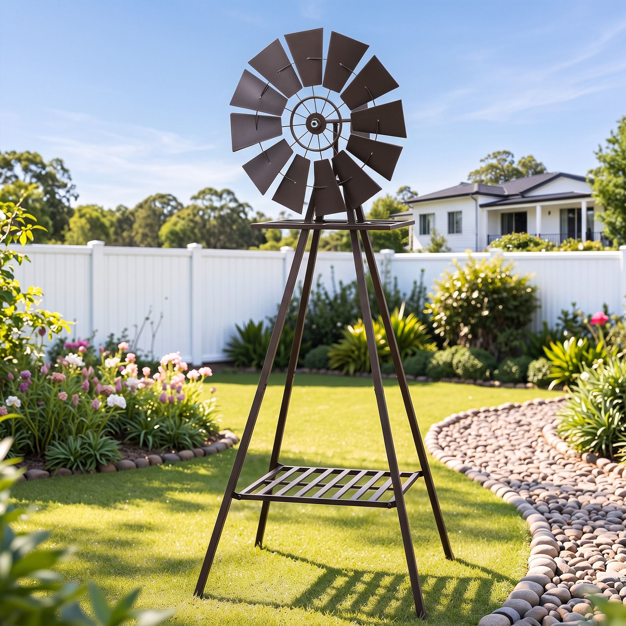 Gardeon Garden Windmill Metal Outdoor Yard Decor 160cm Bronze Bedworld