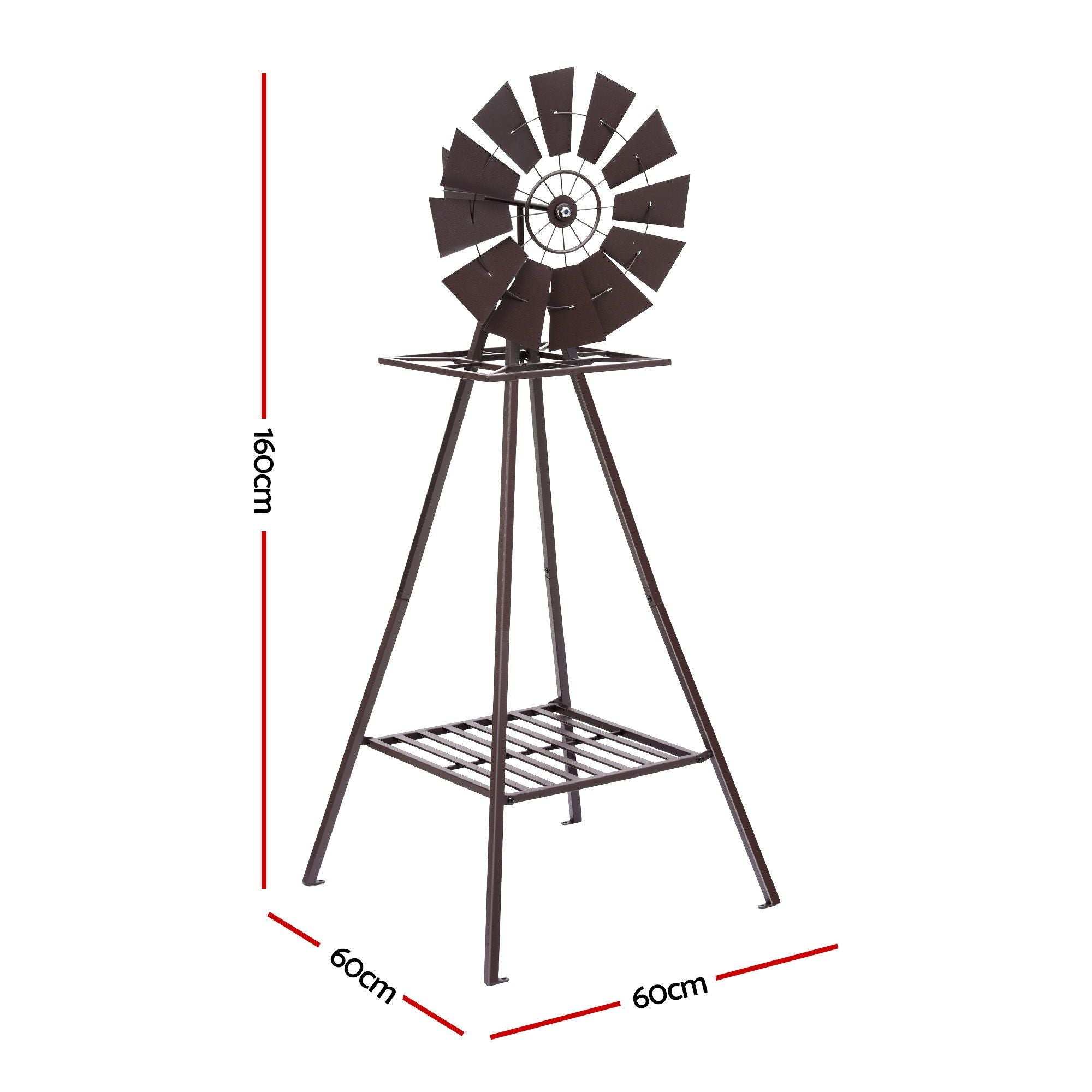 Gardeon Garden Windmill Metal Outdoor Yard Decor 160cm Bronze Bedworld
