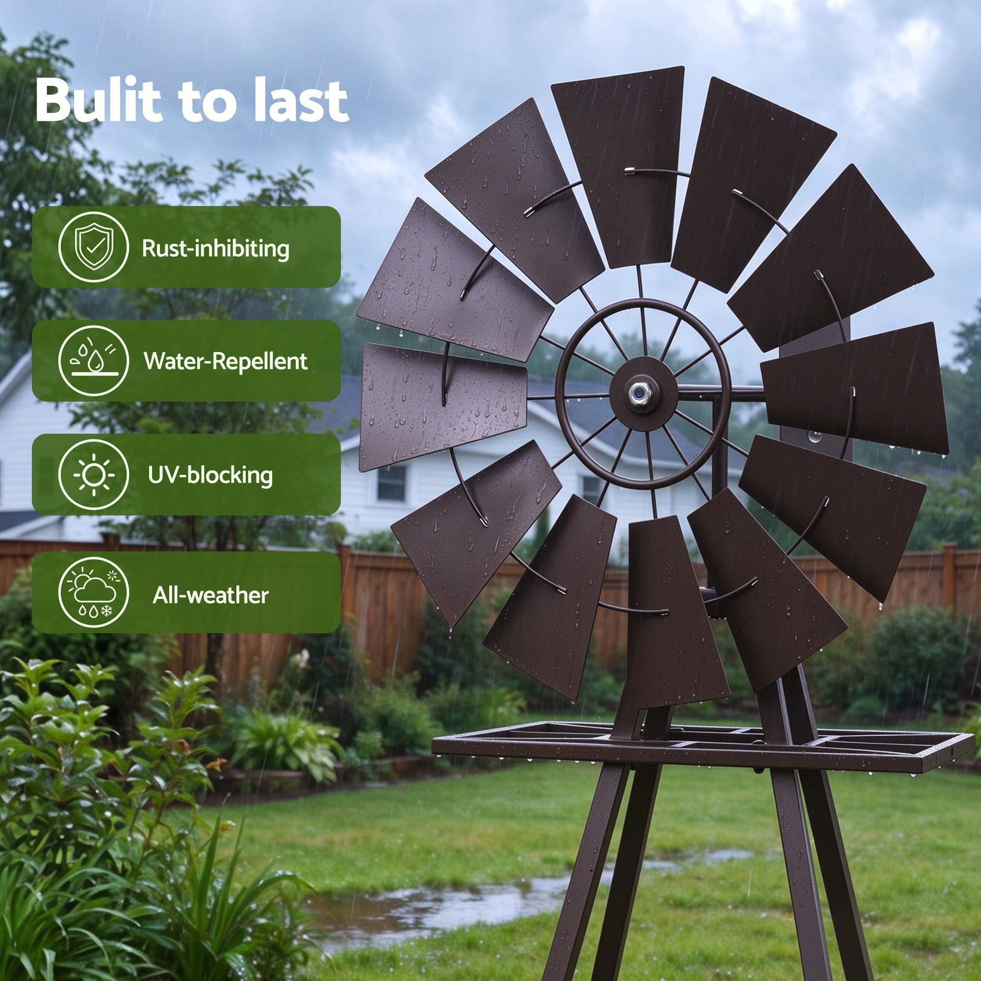 Gardeon Garden Windmill Metal Outdoor Yard Decor 160cm Bronze Bedworld