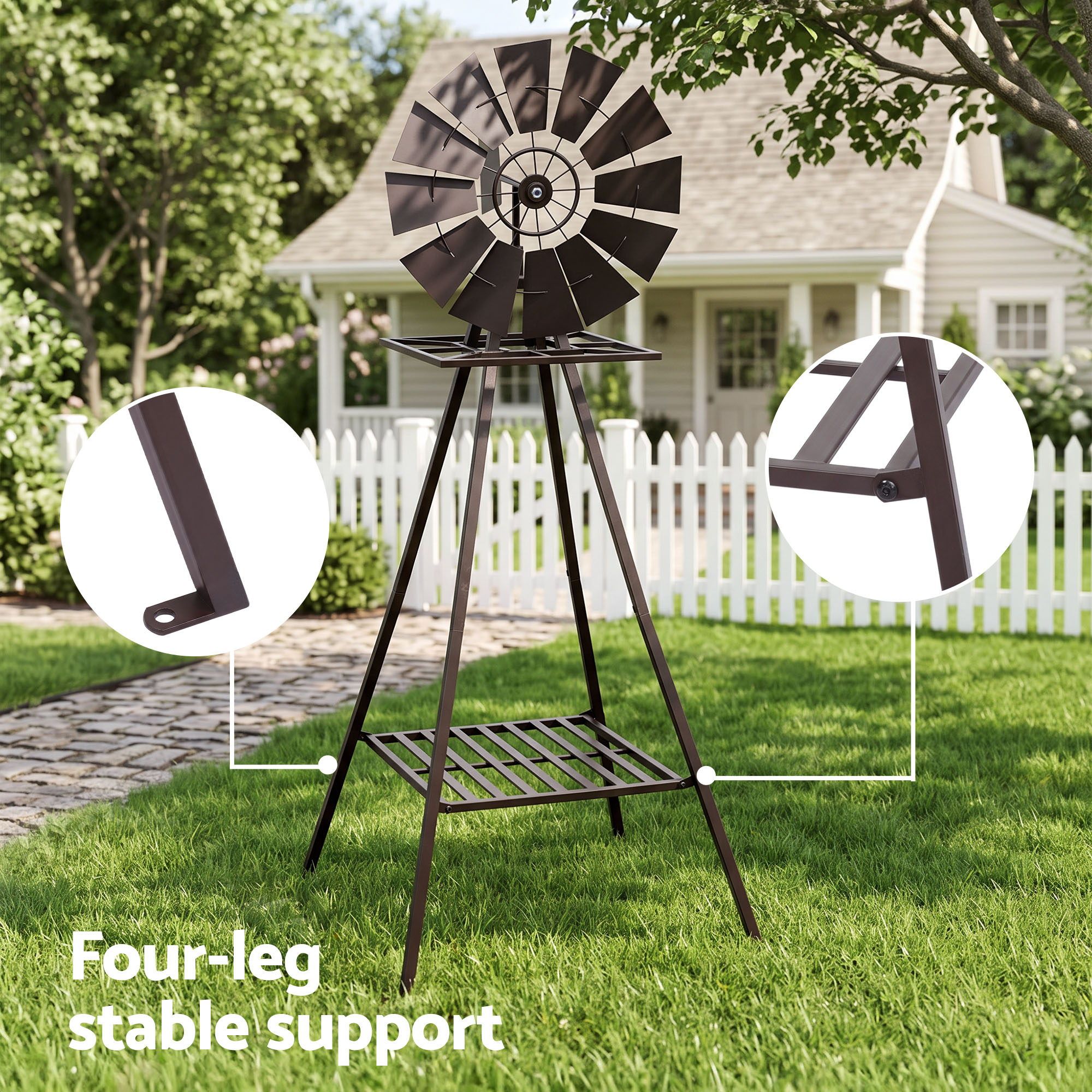 Gardeon Garden Windmill Metal Outdoor Yard Decor 160cm Bronze Bedworld