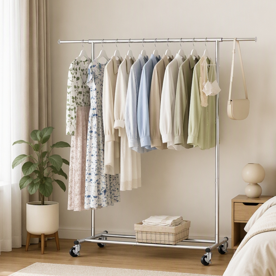 Artiss 2X Clothes Rack Airer Rail Coat Garment Stand Adjustable Hanger Bedworld