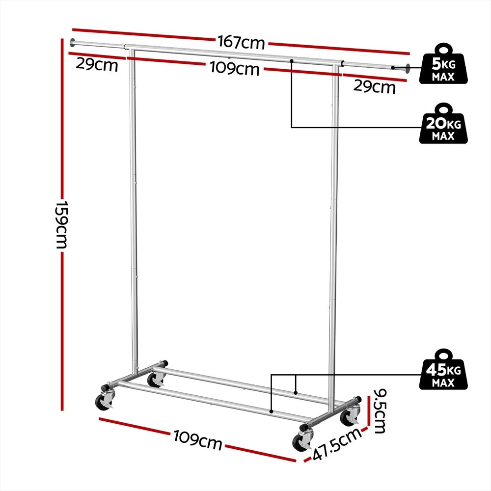 Artiss 2X Clothes Rack Airer Rail Coat Garment Stand Adjustable Hanger Bedworld