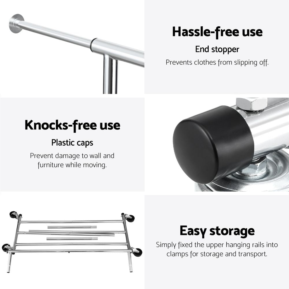 Artiss 2X Clothes Rack Airer Rail Coat Garment Stand Adjustable Hanger Bedworld