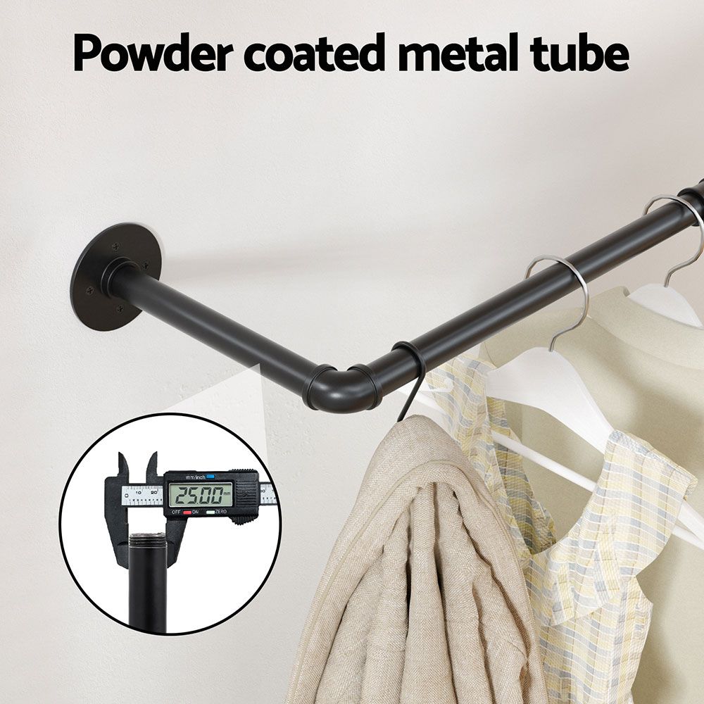 Artiss Clothes Rack Garment Rail Metal Industrial Pipe Wall Mounted 2 Pack Bedworld